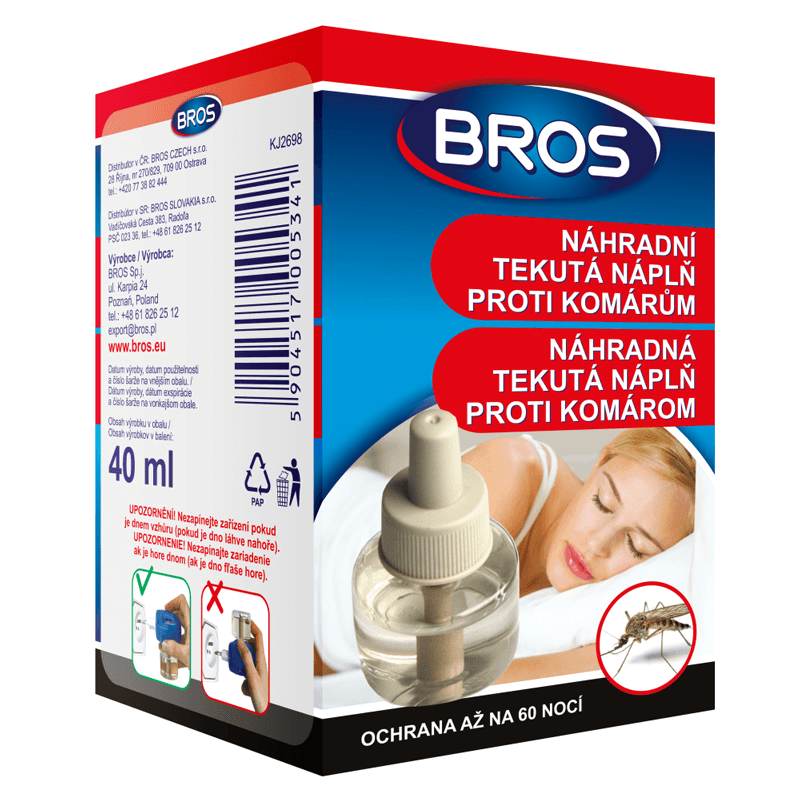 BROS elektrický odparovač náhradná tekutá náplň proti komárom – Obrázok 3